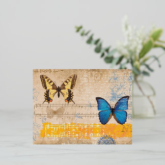 Postal Festiva Con Relieve Metalizado Mariposa