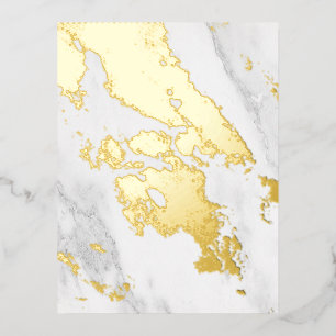 Postal Festiva Con Relieve Metalizado Mármol Blanco