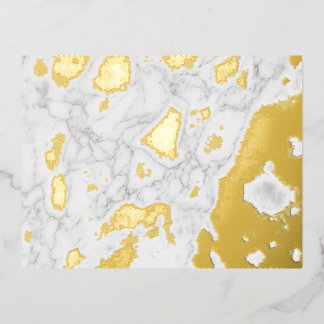 Postal Festiva Con Relieve Metalizado Mármol Blanco