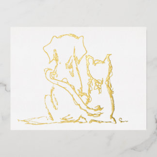 Postal Festiva Con Relieve Metalizado Mejores amigos de perros y gatos