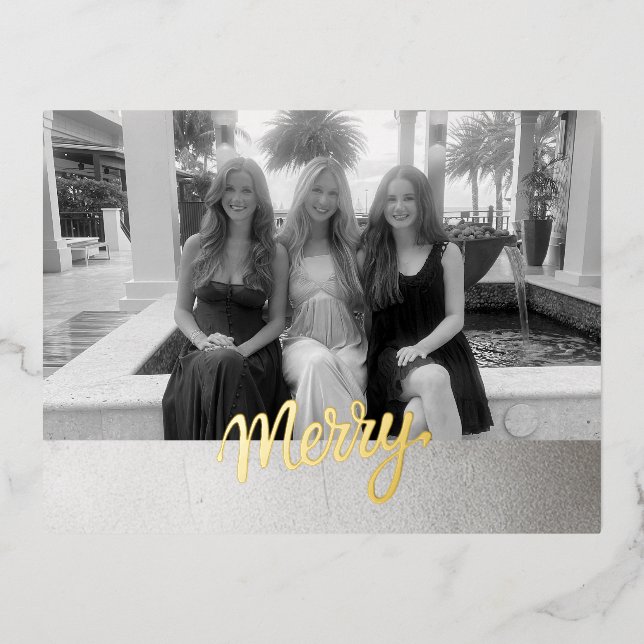 Postal Festiva Con Relieve Metalizado Merry (Anverso)