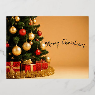 Postal Festiva Con Relieve Metalizado Merry Chrismas
