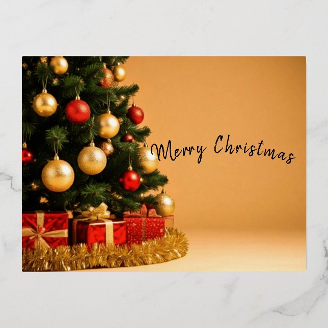 Postal Festiva Con Relieve Metalizado Merry Chrismas (Anverso)