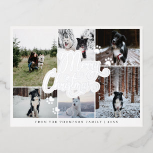 Postal Festiva Con Relieve Metalizado Merry Christmas Elegant Script Minimal 6 Foto