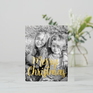 Postal Festiva Con Relieve Metalizado Merry Christmas Greeting