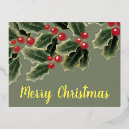Postal Festiva Con Relieve Metalizado Mistletoe Merry Christmas