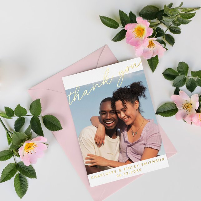 Postal Festiva Con Relieve Metalizado Moda mínima de guiones Boda personalizado Gracias (Subido por el creador)