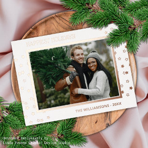 Postal Festiva Con Relieve Metalizado Moda personalizado Twinkling Stars Pattern Rosa Go