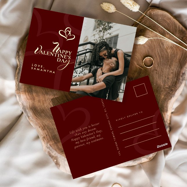 Postal Festiva Con Relieve Metalizado Modern Elegant Classic Chic Valentines Day Photo (Subido por el creador)