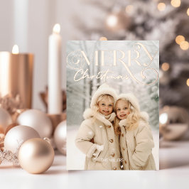 Postal Festiva Con Relieve Metalizado Moderna Feliz Navidad Elegante 1 Tipografía fotogr