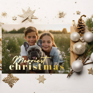 Postal Festiva Con Relieve Metalizado Moderna Navidades Minimalistas 1 Foto Elegante