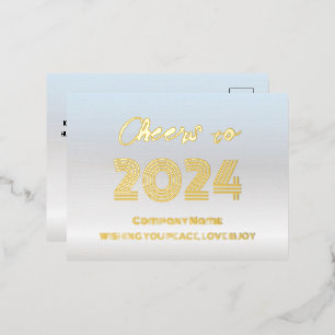 Postal Festiva Con Relieve Metalizado Moderna plata minimal y elegante oro saludos a