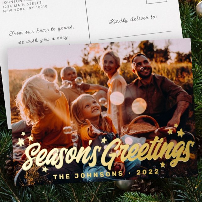 Postal Festiva Con Relieve Metalizado Moderna, simple y lúgubre, felicitaciones, estrell (Subido por el creador)