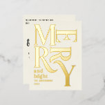 Postal Festiva Con Relieve Metalizado Moderna y mínima crema tradicional feliz Navidad<br><div class="desc">Moderna y mínima tipografía gráfica retro tradicional,  azul marino,  alegre tarjeta navideña navideña. Parte de una atrevida colección de vacaciones. El verdadero Relieve metalizado aporta un toque de diseño elegante.</div>