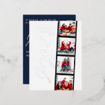 Postal Festiva Con Relieve Metalizado Moderno guión mínimo navidades de fotos múltiples<br><div class="desc">Diseño retro de escritura minimalista de Navidades multifoto. Elegante diseño de Relieve metalizado dorado,  plateado y dorado rosa.</div>