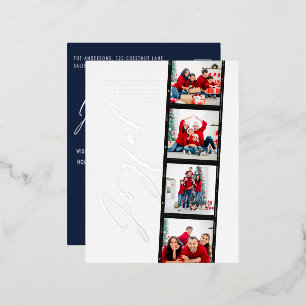 Postal Festiva Con Relieve Metalizado Moderno guión mínimo navidades de fotos múltiples 