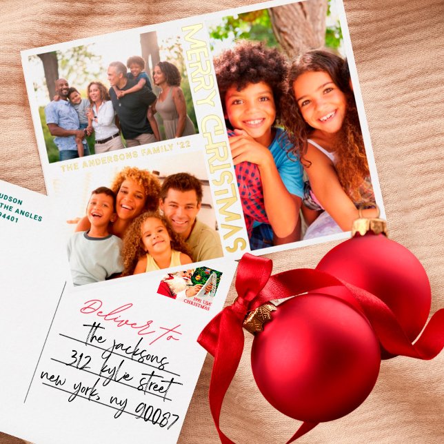 Postal Festiva Con Relieve Metalizado MODERNO Premium Gold MERRY CHRISTMAS MULTI Photo (Subido por el creador)