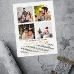 Postal Festiva Con Relieve Metalizado Moderno Qué Año En Reseña 4 Collage de fotos Real<br><div class="desc">Estas postales vacacionales simples y modernas de Relieve metalizado son perfectas para enviarlas a familia y amigos este año. Fácilmente los personaliza con sus propios textos y fotos y asegúrese de acompañar a su familia y amigos.</div>