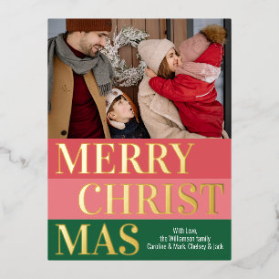 Postal Festiva Con Relieve Metalizado Moderno Retro Clásico Audaz Stripe Bloquea El Oro