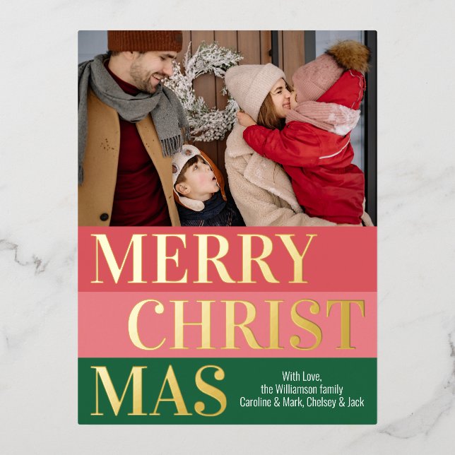 Postal Festiva Con Relieve Metalizado Moderno Retro Clásico Audaz Stripe Bloquea El Oro (Anverso)