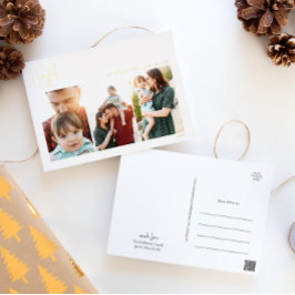 Postal Festiva Con Relieve Metalizado Modernos Navidades alegres escriben tres fotos | O