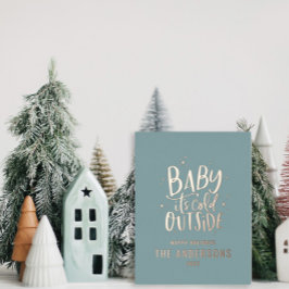 Postal Festiva Con Relieve Metalizado Modernos Navidades mínimos bebé Relieve metalizado