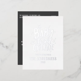 Postal Festiva Con Relieve Metalizado Modernos Navidades mínimos gris elegante