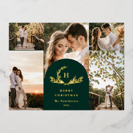 Postal Festiva Con Relieve Metalizado Monograma orgánico 5 Foto