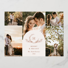 Postal Festiva Con Relieve Metalizado Monograma orgánico 5 Foto