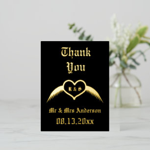 Postal Festiva Con Relieve Metalizado Monogramado Boda gótico Personalizado del corazón