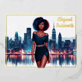 Postal Festiva Con Relieve Metalizado Mujer afroamericana decoración moderna