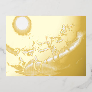 Postal Festiva Con Relieve Metalizado Navidad