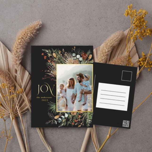 Postal Festiva Con Relieve Metalizado Navidades 1 foto alegría floral botánica (Subido por el creador)