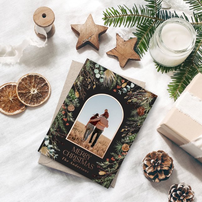 Postal Festiva Con Relieve Metalizado Navidades 1 foto botánica elegante (Subido por el creador)