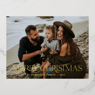 Postal Festiva Con Relieve Metalizado Navidades 1 foto floral botánica