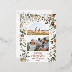 Postal Festiva Con Relieve Metalizado Navidades 3 festividades de Relieve metalizado flo