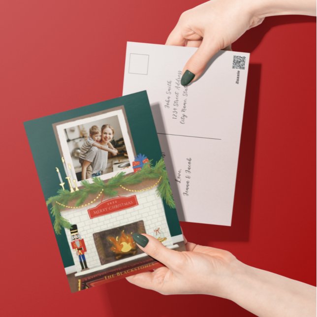 Postal Festiva Con Relieve Metalizado Navidades acogedores reemplazan Ilustracion con fo (Subido por el creador)