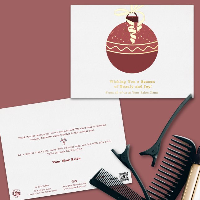 Postal Festiva Con Relieve Metalizado Navidades Bauble Relieve metalizado acentúa tarjet (Christmas Bauble Foil Accents Season Holiday Card)