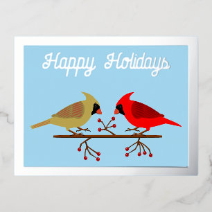 Postal Festiva Con Relieve Metalizado Navidades cortos cardenales y Personalizado de las