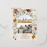 Postal Festiva Con Relieve Metalizado Navidades crema estag botánico elegante 3 foto<br><div class="desc">Crema natural,  negro,  terracota y salvia floral floral floral floral elegante floral 3 foto tarjeta navideña Feliz. Tipografía de oro real de Relieve metalizado,  plata y oro rosa que detalla.</div>