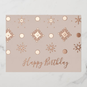 Postal Festiva Con Relieve Metalizado Navidades Cumpleaños Snowflakes Rubor