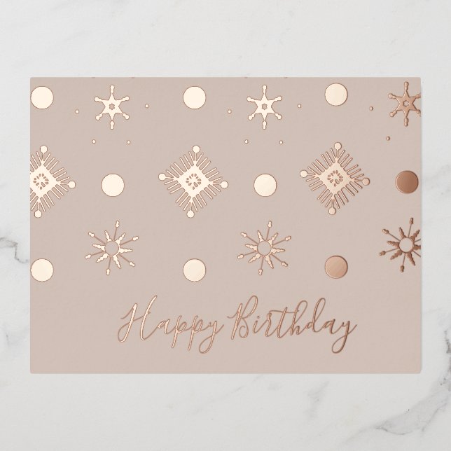 Postal Festiva Con Relieve Metalizado Navidades Cumpleaños Snowflakes Rubor (Anverso)