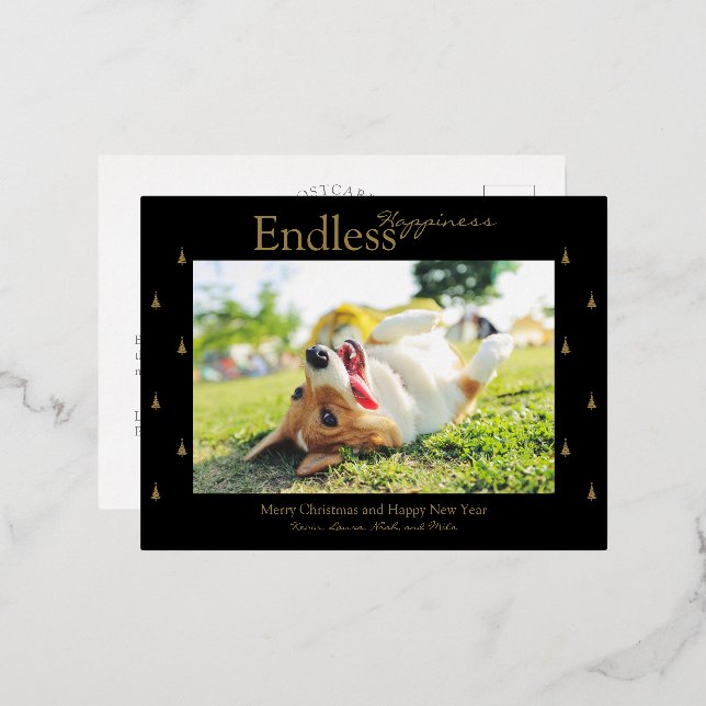 Postal Festiva Con Relieve Metalizado Navidades de Felicidad sin fin Relieve metalizado  (Anverso/Reverso)