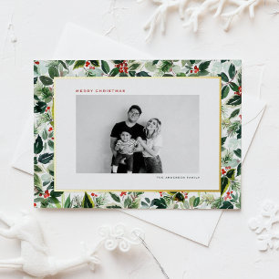 Postal Festiva Con Relieve Metalizado Navidades de fotografía de hojas variadas y de win