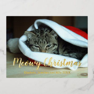 Postal Festiva Con Relieve Metalizado Navidades de fotografía de Meowy Navidades