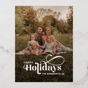 Postal Festiva Con Relieve Metalizado Navidades de fotografía familiares clásicos