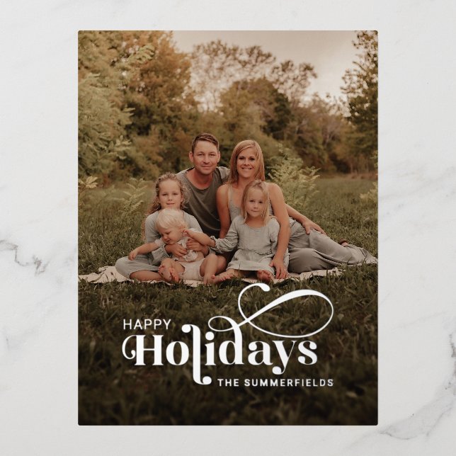 Postal Festiva Con Relieve Metalizado Navidades de fotografía familiares clásicos (Anverso)