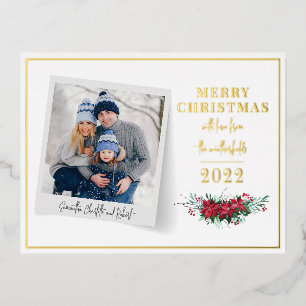Postal Festiva Con Relieve Metalizado Navidades de fotografía familiares con escritura f