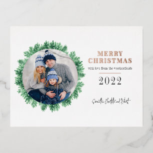 Postal Festiva Con Relieve Metalizado Navidades de fotografía familiares Rosa oro modern