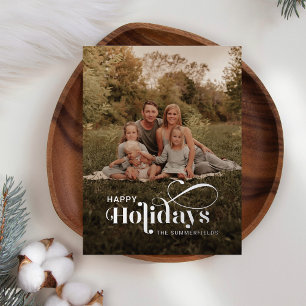 Postal Festiva Con Relieve Metalizado Navidades de fotografía familiares Silver